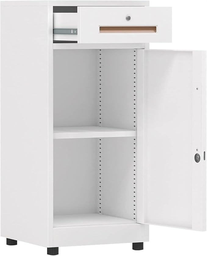 File Cabinet File Cabinet with Lock 1 Drawers and 1 Door Storage Cabinet Locking Filing Cabinet(Color:White)