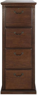 Pemberly Row Traditional 4-Drawer Wood Filing Cabinet Office Storage in Brown Solid Wood Sturdy and Durable Office or Home Use Secure Document Organization Classic Design