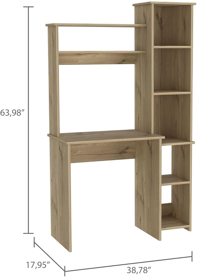 Nashville Writing Desk with Six Shelves - Computer Desk with Spacious Storage for Home Office