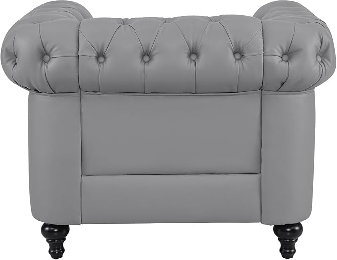 Naomi Home Emery Chesterfield Sofa Set Grey/Loveseat Accent Chair