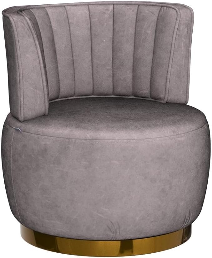 Velvet Swivel Barrel Chair Modern Upholstered Accent Chair 360° Swivel Round Lounge Chair with Gold Metal Base Comfy Arm Chair Sherpa Chair for Nursery Living Room Bedroom Club Office Gray