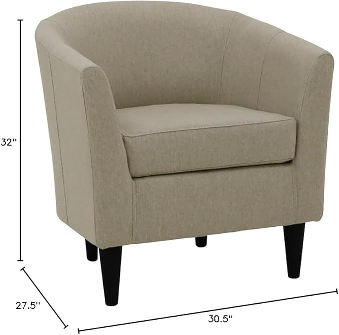 Pemberly Row 32 Polyester Fabric Club Chair Taupe Brown Finish 17.5 Seat Height Traditional Design Padded Seat for Extra Comfort Durable Accent Chair for Living Room or Bedroom Use