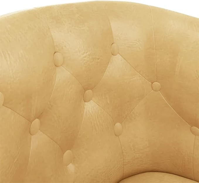 vidaXL Tub Chair Comfy Tub Club Chair Accent Barrel Armchair for Living Room Bedroom Single Sofa Tub Bucket Chair Gold Faux Leather