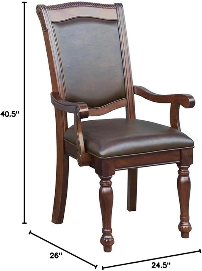 Pemberly Row Wood Dining Side &amp Arm Chairs in Brown Cherry (Set of 8)