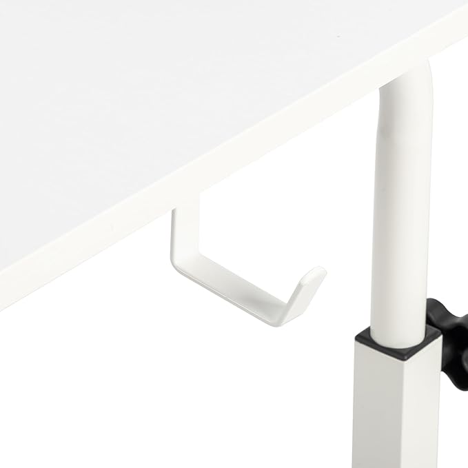 WEI WEI GLOBAL Adjustable Computer Desk with 3 USB Ports and 2 AC Outlets Standing Desk Adjustable Height Desks Computer Desk Writing Desk Mobile Laptop Desk Cart for Office Workspace White