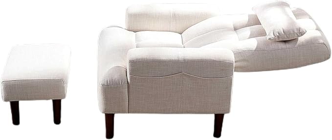 Redde Boo Modern Design Living Room Cream White Recliner Soft Cozy Sofa Chair with Ottoman