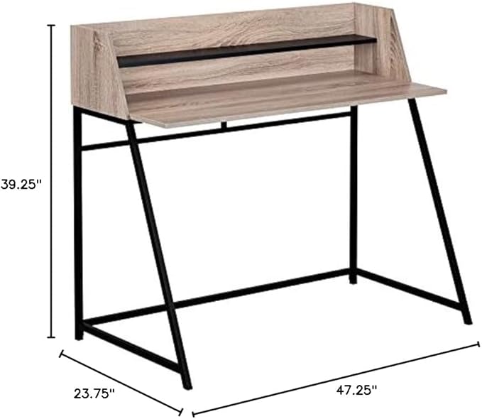Monarch Specialties 7546 Computer Desk Home Office Laptop Storage Shelves 48 L Work Metal Laminate Brown Contemporary Modern Desk-48 47.25L x 23.75W x 39.25H Dark Taupe Wood-Look/Black