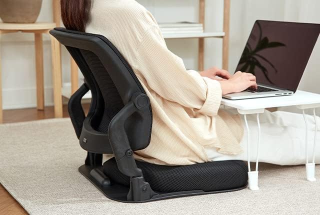 Patented Floor Chair with Back Support - Foldable Orthopedic Floor Chair for Adults/Children - Japanese Legless Seat for Meditation TV Pelvic Adjustment - Recliner with Back Support (Gray)