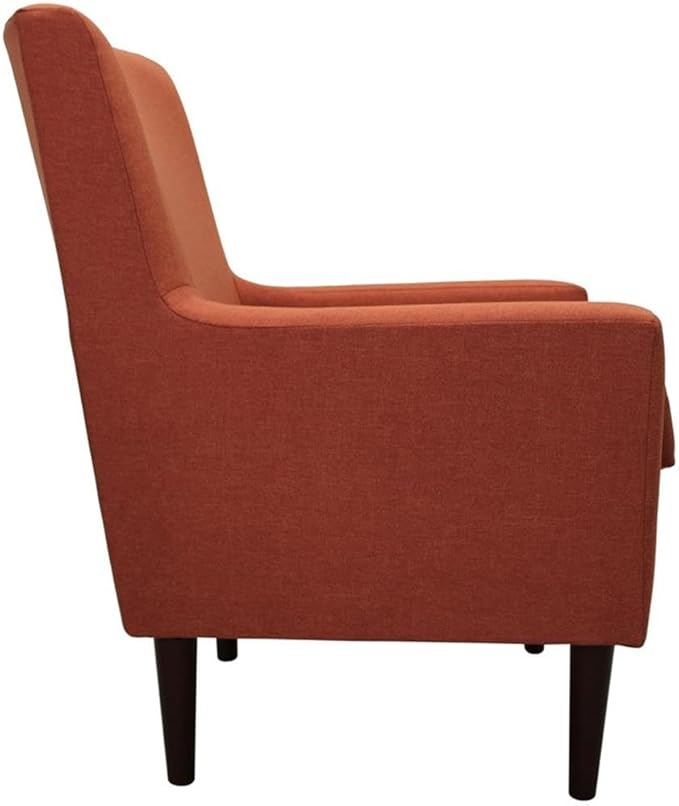 Pemberly Row Traditional Fabric Arm Chair 35 H x 28 W x 30 D Mango Orange Finish Padded Seat Durable Construction Classic Style Accent Chair for Living Room or Bedroom