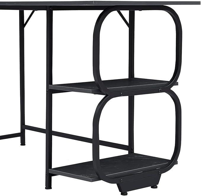 Anivia Gaming Computer Desk Small Home Office Desk with 2 Storage Shelves 47 Writing Desks Industrial Simple Style Wood Table Metal Frame for PC Laptop Notebook（Black） (47-B)