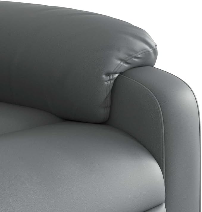 vidaXL Leather Massage Recliner Chair for Living Room Home Theater 6-Point Vibration Massage Adjustable Back &amp Footrest Side Pocket Gray