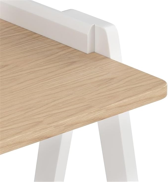 Pemberly Row Mid-Century Contemporary Desk 47.25 W x 21 D x 31.5 H Natural Finish Solid Wood Sawhorse Base Space-Saving Design Modern Home Office Desk Easy Assembly