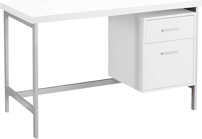 Computer Desk Home Office Laptop Left Right Set-up Storage Drawers 48 l Work White Laminate Grey Metal Contemporary Modern