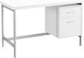 Computer Desk Home Office Laptop Left Right Set-up Storage Drawers 48 l Work White Laminate Grey Metal Contemporary Modern