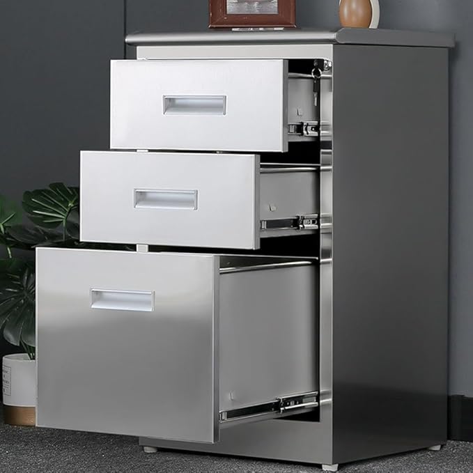 Stainless Steel File Cabinet with Lock Under Desk Mobile File Cabinet for Home Office Garage Tool Chest Cabinet Metal Medicine Cabinet for Warehouse/Repair Shop/Home (Size:4 Drawers)
