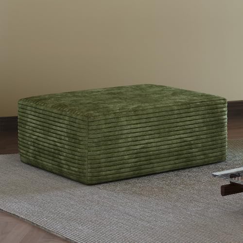37.4 Corduroy Ottoman Seat Module for Modular Sectional Sofa DIY L-Shaped &amp U-Shaped Plush Corduroy Sofa for Living Room Green