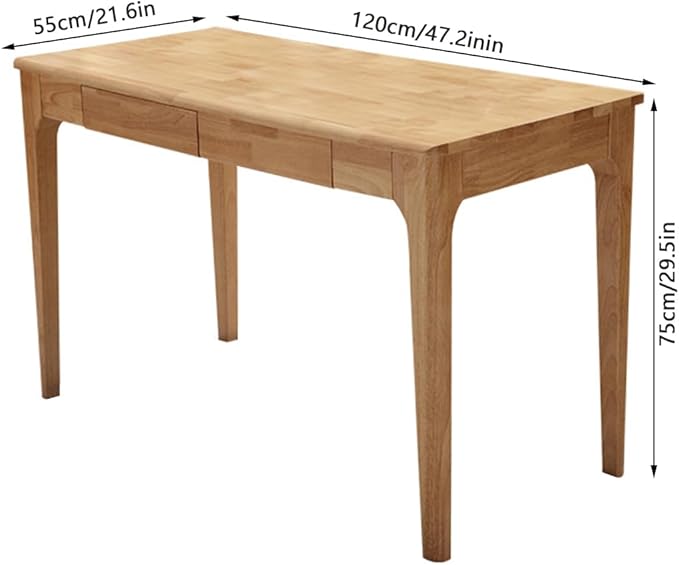 Solid Wood Desk with Drawers Home Office Desk for Small Spaces Wooden Computer Table Gaming Work or Study Desk Student PC Desk for Bedroom Easy to Assemble