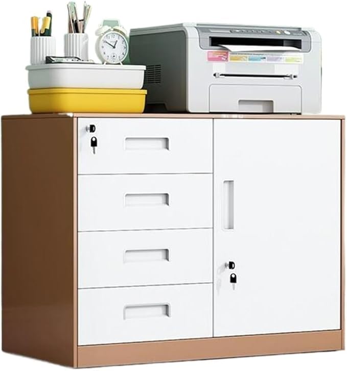 Office Filing Cabinet with Locking Tin File Cabinet Multi Drawer Storage Cabinet Floor Low Cabinet (Color : Coffee Color)
