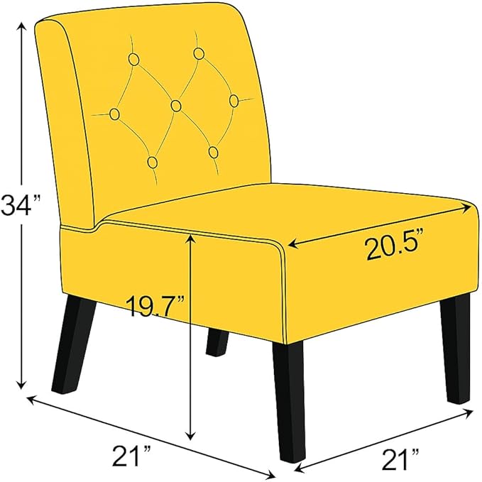 Reeso 2-Piece Living Room Armless Button Tufted Pattern Accent Chair Yellow