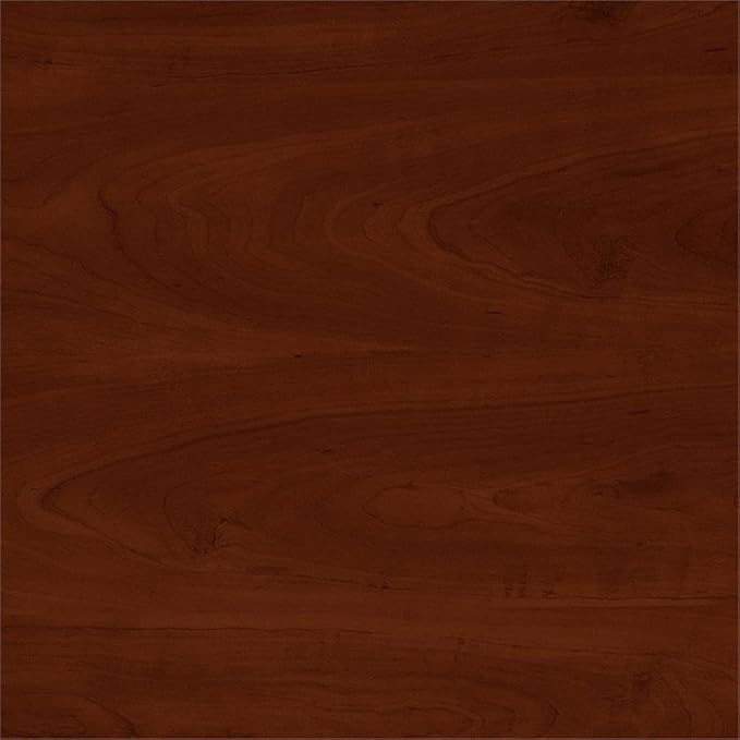 Pemberly Row 72W Office Desk with Hutch Hansen Cherry Finish Engineered Wood Includes File Drawer Frosted Glass Doors Adjustable Shelves Home Office Desk and Storage Solution
