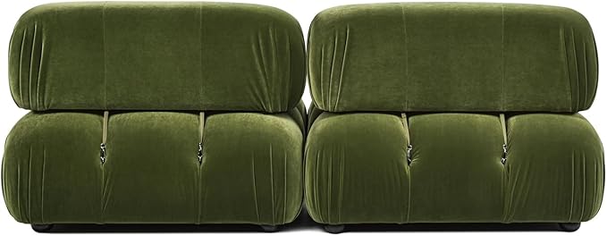Jennifer Taylor Home Marcel 72.5 Bubble Modular Modern 2-Piece Loveseat Sofa Olive Green