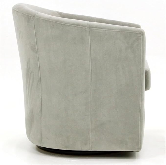 Pemberly Row Traditional Fabric Swivel Club Chair Dove Gray Finish 30H x 30.5W x 27D Flared Arms Padded Seat 360-Degree Swivel Base Comfortable Accent Chair for Living Room or Reading Nook