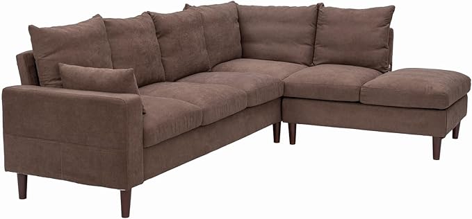 Panana Sectional Sofa Modern Large L Shape Corner Chaise Sofa Sectional Sofa Couch for Apartment Sectional Set with USB Port (Brown 6 Seater Corner with Built in USB Port Chaise)