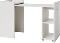 GAOMON Folding Computer Desk with Storage Shelves Extension Computer Table Space Saving Table ith Extendable Drop-Leaf for Small Spaces Home Office Gaming Bedroom White