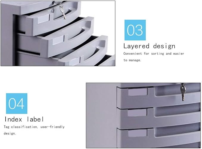 File cabinets Filing cabinets for Home 5 Drawers with Lock Plastic Gray File Filing Cabinet 31.5 * 35 * 29.8cm Bookcase