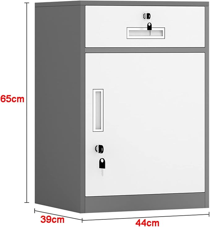 HASMI Filing Cabinet File Cabinet with Lock Under Desk Metal Filing Cabinet 1 Drawer and 1 Cabinet File Cabinet for Legal/Letter/A4 File Fully Assembled Storage Cabinet (Color : Coffee Color)