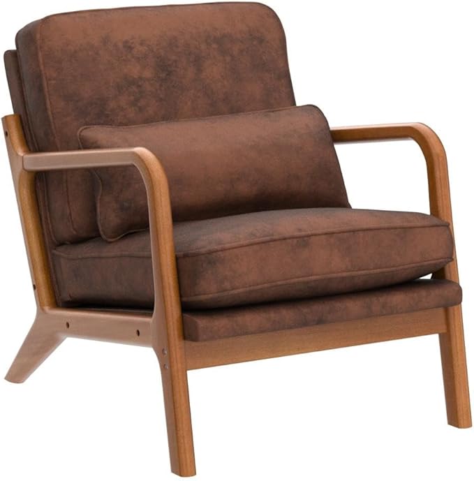 Accent Chair for Living Room Mid-Century Modern Upholstered Armchair with PillowReading Arm ChairComfy Accent Chair for Bedroom