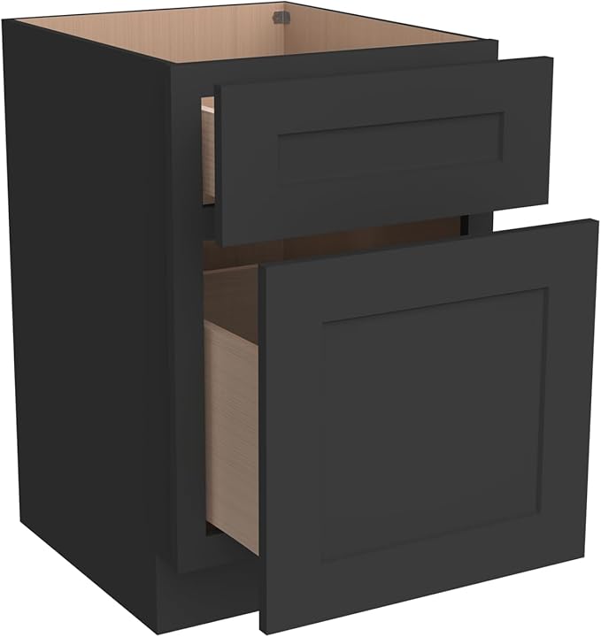 RTA Solid Wood File Drawer Cabinet Filing Cabinet Under Desk with 2 Drawers Fit Legal/Letter/Folders Sizes for Office and Study Room (Charcoal Black 18 W × 21 D × 29.5 H)