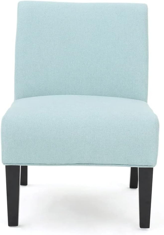 Comfortable Style Accent Chair For Living Room Size:22.50L x 29.50W x 32.00H | Simple Design With Thick Padded Seating Durable Wood Manufactured &amp Elegantly Tapered Legs | Pretty Light Blue Col