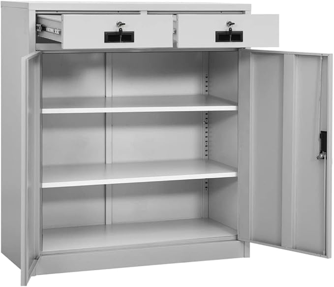 Office CabinetStorage Cabinet Steel Office Storage File Cabinet Storage Cabinet for Home Office Garage for Bedroom Living Room Light Gray 35.4x15.7x40.2 Steel