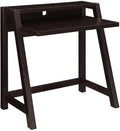 Pemberly Row Contemporary Two-Tier Desk Espresso Wood Finish 34.5 in x 22 in x 35 in Sturdy Manufactured Wood with Cable Management Shelving Modern Home Office Desk for Workspace Organization