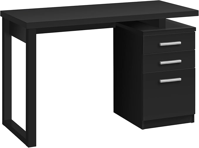 Computer Desk Home Office Laptop Left Right Set up Storage Drawers 48 l Work Black Laminate Contemporary Modern