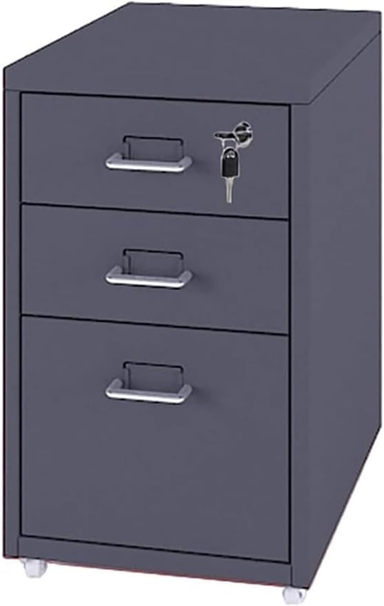 Vertical Filing Cabinet Metal Mobile File Cabinet with Lock and Casters 3/5 /6/8 Drawer Home Office Cabinet for /A4 File (Color : Dark Gray Size : 3 Drawer)
