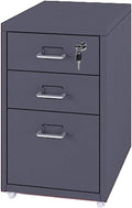 Vertical Filing Cabinet Metal Mobile File Cabinet with Lock and Casters 3/5 /6/8 Drawer Home Office Cabinet for /A4 File (Color : Dark Gray Size : 3 Drawer)