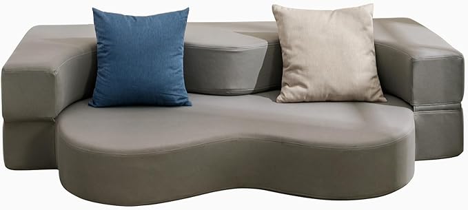 Mjkone Full Size Folding Sofa Bed Fold Out Futon Sofa Bed Foldable Floor Couch Bed with Memory Foam Convertible Sleeper Couch Beds Stylish Lazy Sofa Beds for Living Room Guest Room Light Gray