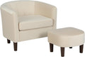 FDW Accent Chair with Ottoman Velvet Modern Armchair &amp Sofa Chair Comfortable Living Room Chair for Reading Bedroom Lounge &amp Apartment Beige