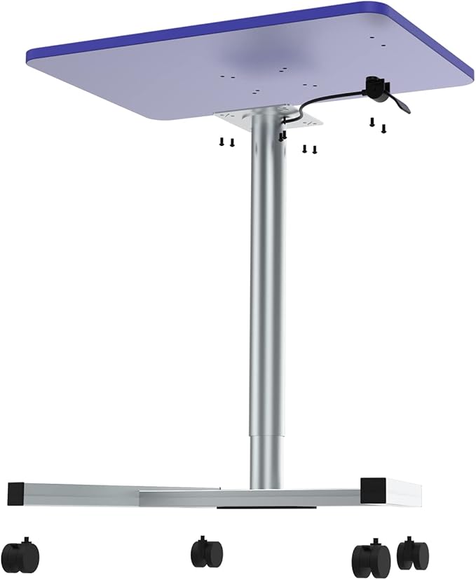 28-Inch Mobile Standing Desk Adjustable Computer Desk Portable Standing Desk with Lockable Wheels Rolling Table for Home Office Classroom Hospital(Purple)