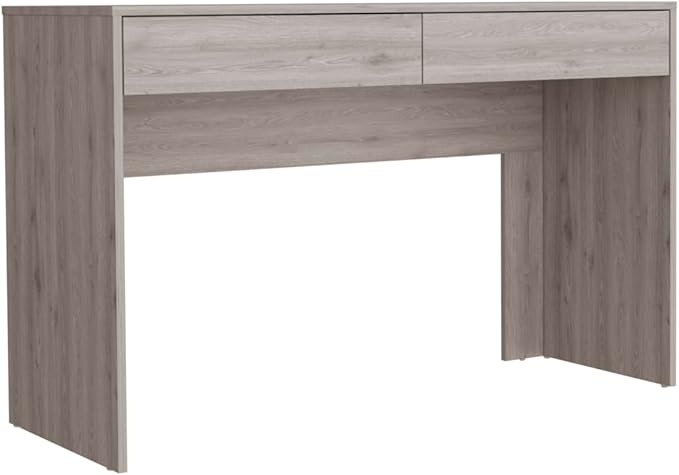 Computer Desk with Two Drawers - Modern Home Office Sleek Gray Finish