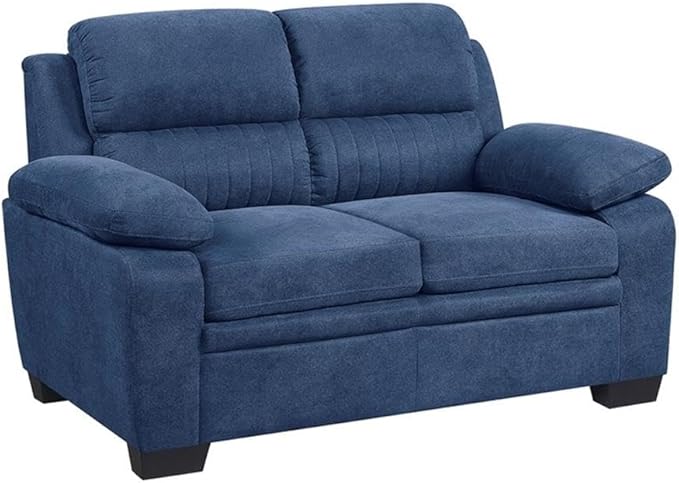 Lexicon Holleman Fabric Upholstered Love Seat in Blue Color