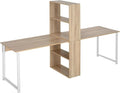88 Extra Long 2-Person Computer Desk with Storage Shelves: Double Workstation for Home Office Dorm or Study