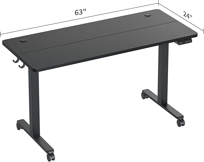 BANTI 63'' Electric Standing DeskAdjustable Height Stand Up DeskSit Stand Home Office Desk Black Top