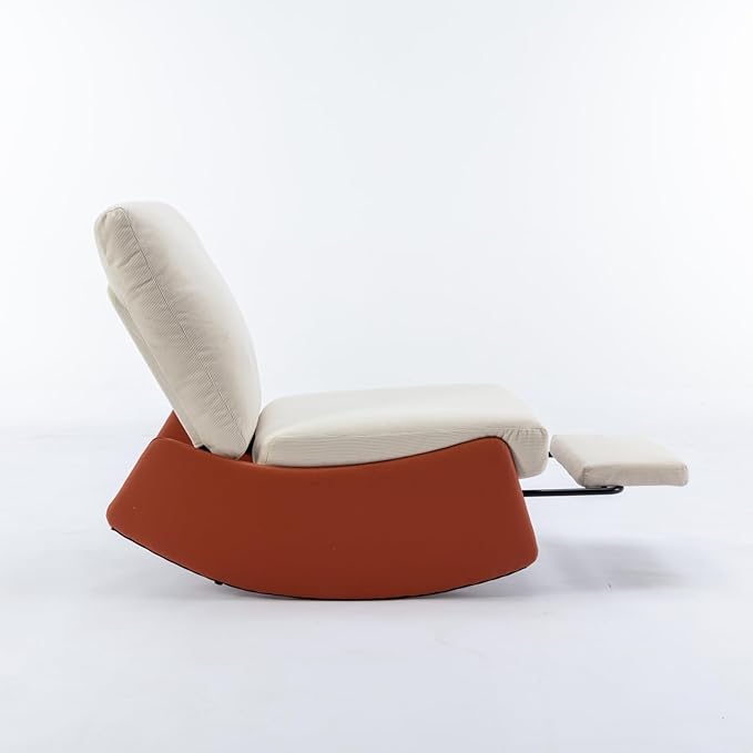Modern Rocking Chair Recliner Comfy Rocker Nursery Chair with Footrest Accent Reading Chair Upholstered Lounge Chair for Relaxing RestingSoft Padded Rocker for Indoor Living Room BedroomOrange