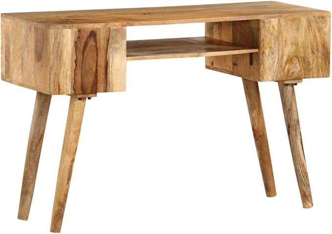 Wooden Writing Computer Desk with 4 Drawers and a Shelf Home Office Desk Writing Study Table PC Desk Workstation for Bedroom Solid Mango Wood 45.3x18.5x29.9