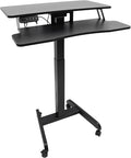 Electric Computer Desk with Wheels Height Adjustable Podium Desk 31.5*15.7in Rolling Electric Standing Desk Home Office Desk for Home Offices Lectures and Training Conference Presentations