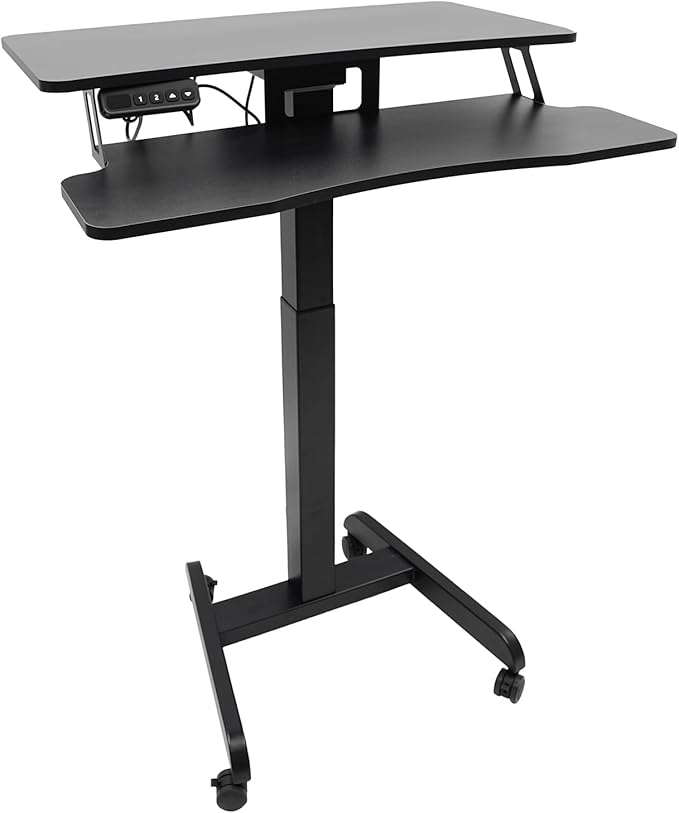 Electric Computer Desk with Wheels Height Adjustable Podium Desk 31.5*15.7in Rolling Electric Standing Desk Home Office Desk for Home Offices Lectures and Training Conference Presentations