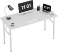 SDHYL 47 inches No Assembly Foldable Computer Desk for Home Office Modern Folding Portable Study and Writing Table Conference Workstation with Metal Frame White